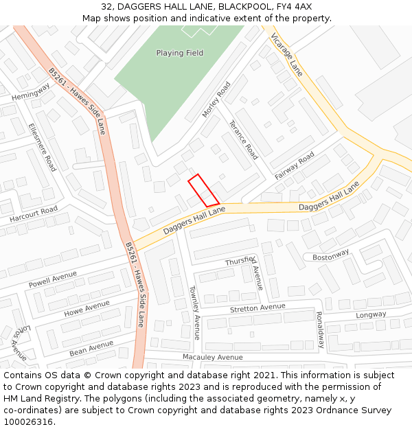 32, DAGGERS HALL LANE, BLACKPOOL, FY4 4AX: Location map and indicative extent of plot