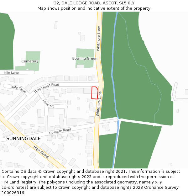 32, DALE LODGE ROAD, ASCOT, SL5 0LY: Location map and indicative extent of plot