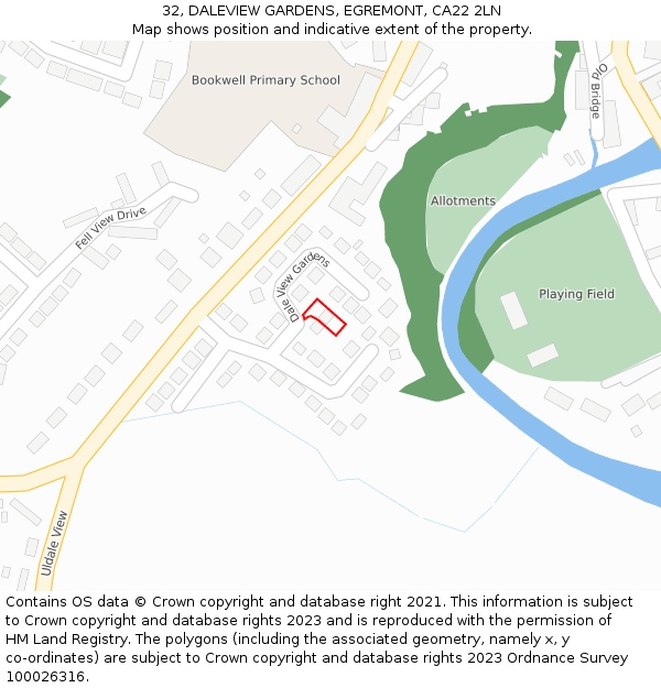 32, DALEVIEW GARDENS, EGREMONT, CA22 2LN: Location map and indicative extent of plot