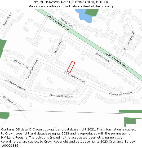 32, DUNNIWOOD AVENUE, DONCASTER, DN4 7JR: Location map and indicative extent of plot