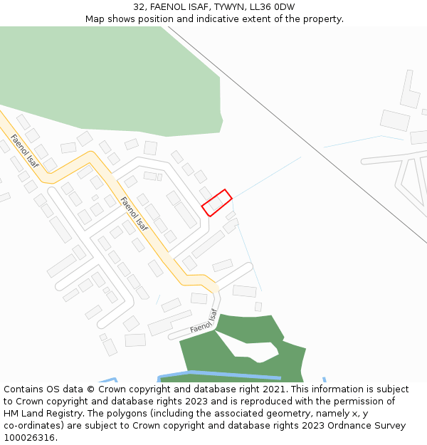 32, FAENOL ISAF, TYWYN, LL36 0DW: Location map and indicative extent of plot