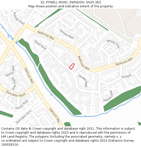 32, FITWELL ROAD, SWINDON, SN25 2EZ: Location map and indicative extent of plot