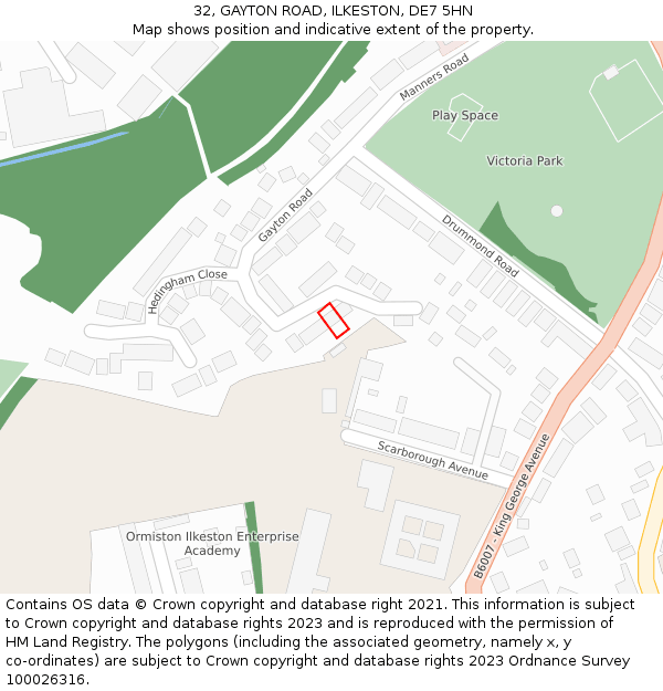 32, GAYTON ROAD, ILKESTON, DE7 5HN: Location map and indicative extent of plot