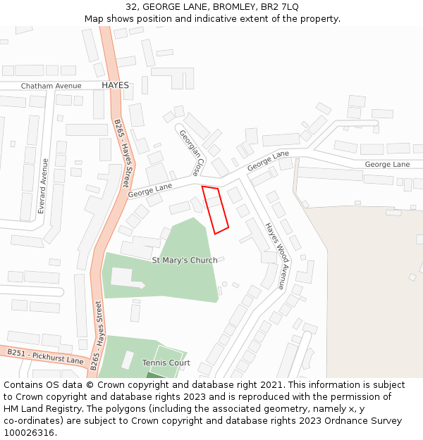 32, GEORGE LANE, BROMLEY, BR2 7LQ: Location map and indicative extent of plot