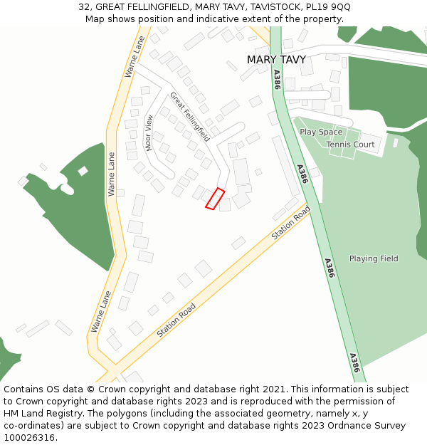 32, GREAT FELLINGFIELD, MARY TAVY, TAVISTOCK, PL19 9QQ: Location map and indicative extent of plot