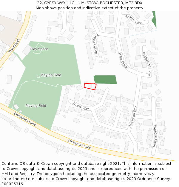 32, GYPSY WAY, HIGH HALSTOW, ROCHESTER, ME3 8DX: Location map and indicative extent of plot