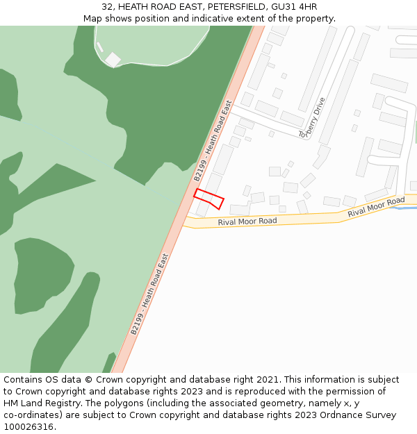 32, HEATH ROAD EAST, PETERSFIELD, GU31 4HR: Location map and indicative extent of plot