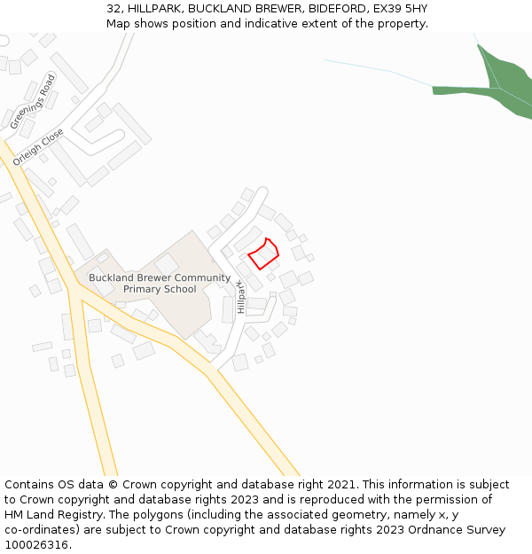 32, HILLPARK, BUCKLAND BREWER, BIDEFORD, EX39 5HY: Location map and indicative extent of plot