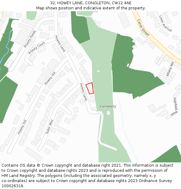 32, HOWEY LANE, CONGLETON, CW12 4AE: Location map and indicative extent of plot
