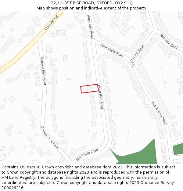 32, HURST RISE ROAD, OXFORD, OX2 9HQ: Location map and indicative extent of plot