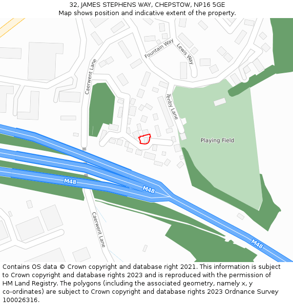 32, JAMES STEPHENS WAY, CHEPSTOW, NP16 5GE: Location map and indicative extent of plot