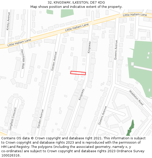 32, KINGSWAY, ILKESTON, DE7 4DG: Location map and indicative extent of plot