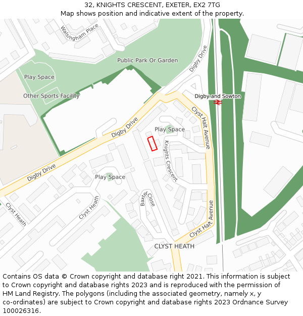 32, KNIGHTS CRESCENT, EXETER, EX2 7TG: Location map and indicative extent of plot