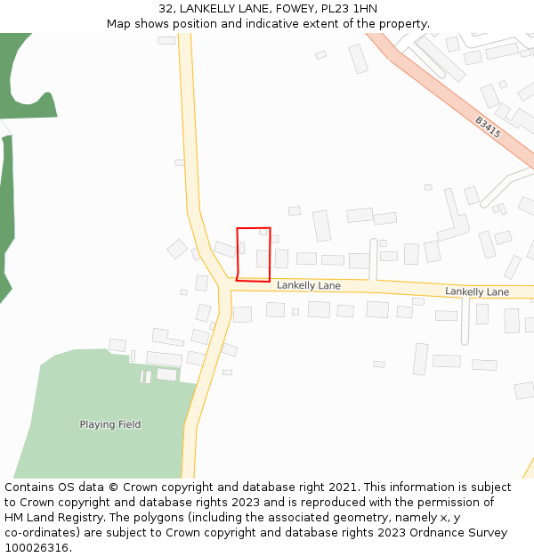 32, LANKELLY LANE, FOWEY, PL23 1HN: Location map and indicative extent of plot