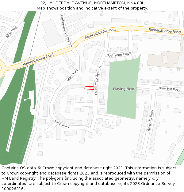 32, LAUDERDALE AVENUE, NORTHAMPTON, NN4 8RL: Location map and indicative extent of plot