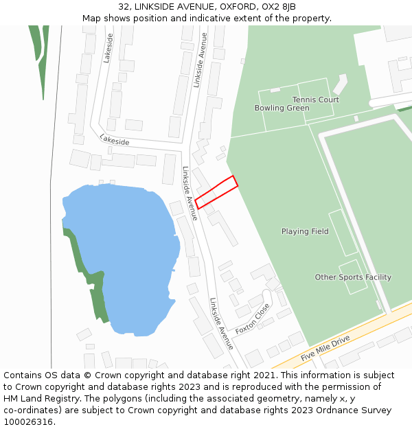 32, LINKSIDE AVENUE, OXFORD, OX2 8JB: Location map and indicative extent of plot