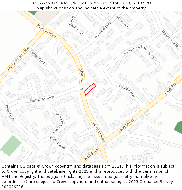 32, MARSTON ROAD, WHEATON ASTON, STAFFORD, ST19 9PQ: Location map and indicative extent of plot