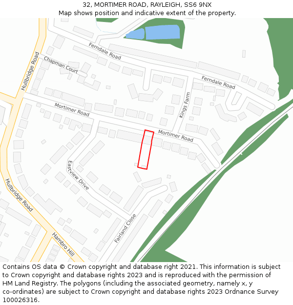 32, MORTIMER ROAD, RAYLEIGH, SS6 9NX: Location map and indicative extent of plot