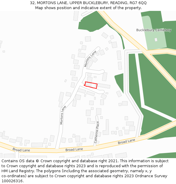 32, MORTONS LANE, UPPER BUCKLEBURY, READING, RG7 6QQ: Location map and indicative extent of plot