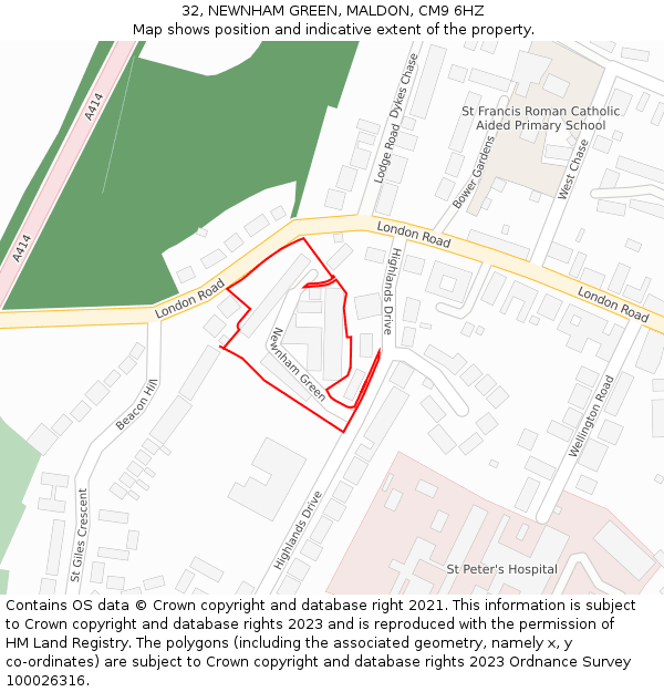 32, NEWNHAM GREEN, MALDON, CM9 6HZ: Location map and indicative extent of plot
