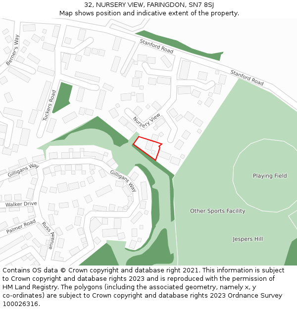 32, NURSERY VIEW, FARINGDON, SN7 8SJ: Location map and indicative extent of plot