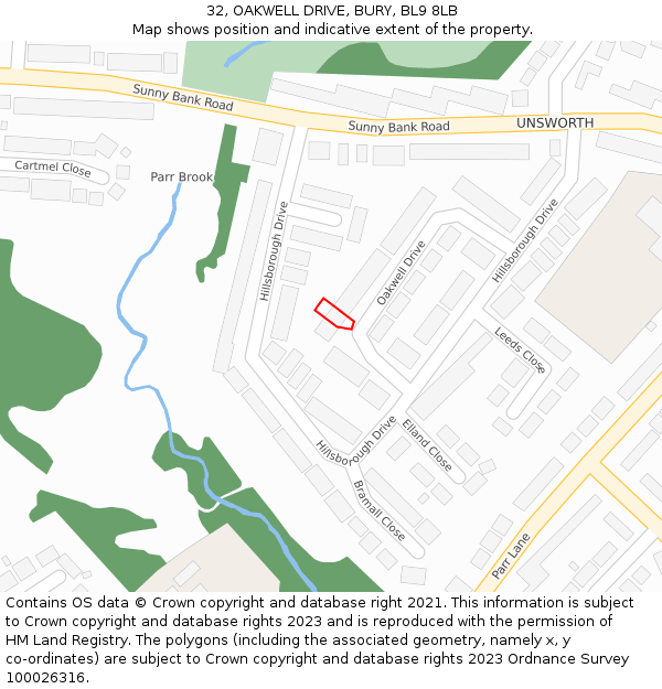 32, OAKWELL DRIVE, BURY, BL9 8LB: Location map and indicative extent of plot