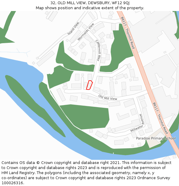 32, OLD MILL VIEW, DEWSBURY, WF12 9QJ: Location map and indicative extent of plot