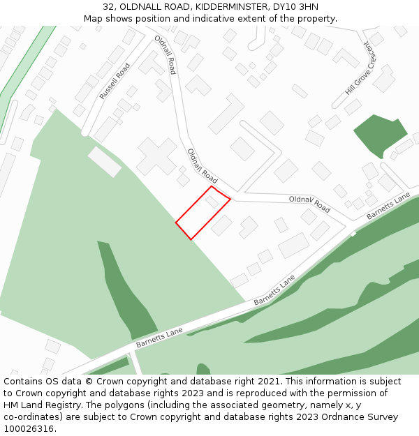 32, OLDNALL ROAD, KIDDERMINSTER, DY10 3HN: Location map and indicative extent of plot