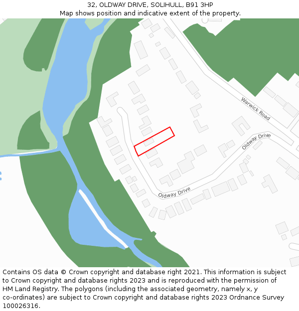 32, OLDWAY DRIVE, SOLIHULL, B91 3HP: Location map and indicative extent of plot