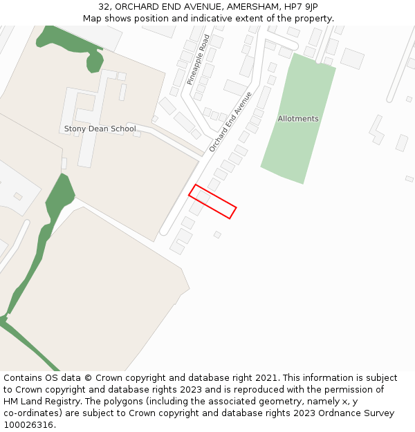 32, ORCHARD END AVENUE, AMERSHAM, HP7 9JP: Location map and indicative extent of plot