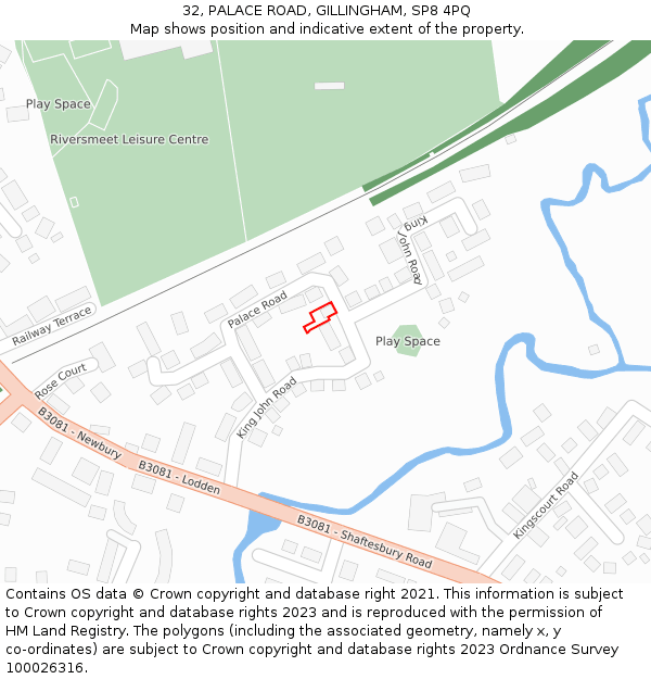 32, PALACE ROAD, GILLINGHAM, SP8 4PQ: Location map and indicative extent of plot