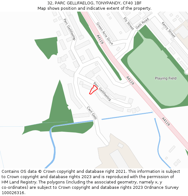 32, PARC GELLIFAELOG, TONYPANDY, CF40 1BF: Location map and indicative extent of plot