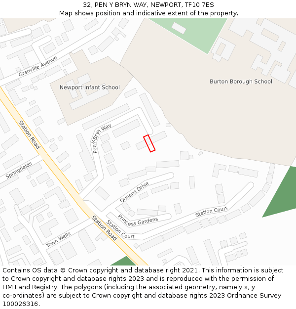 32, PEN Y BRYN WAY, NEWPORT, TF10 7ES: Location map and indicative extent of plot