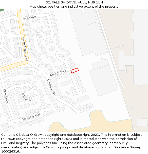 32, RALEIGH DRIVE, HULL, HU9 1UN: Location map and indicative extent of plot