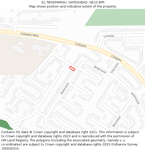 32, REDEMARSH, GATESHEAD, NE10 8PR: Location map and indicative extent of plot