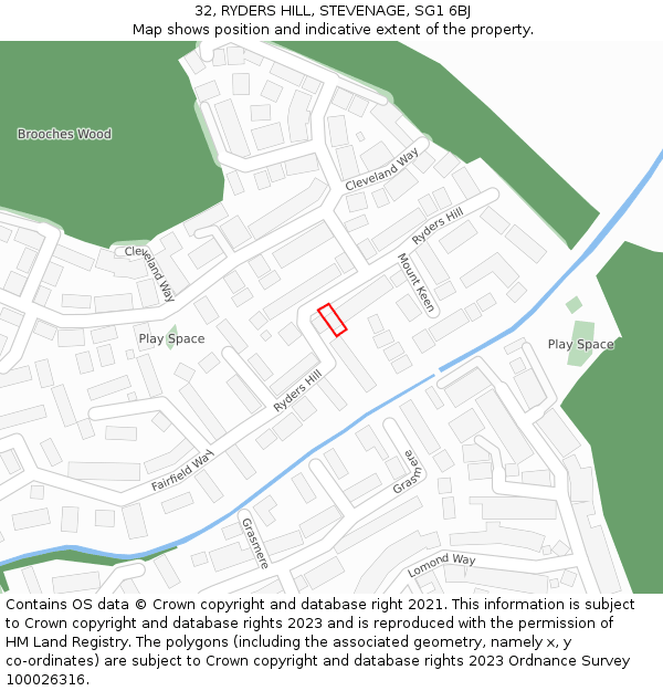 32, RYDERS HILL, STEVENAGE, SG1 6BJ: Location map and indicative extent of plot