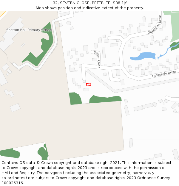 32, SEVERN CLOSE, PETERLEE, SR8 1JY: Location map and indicative extent of plot