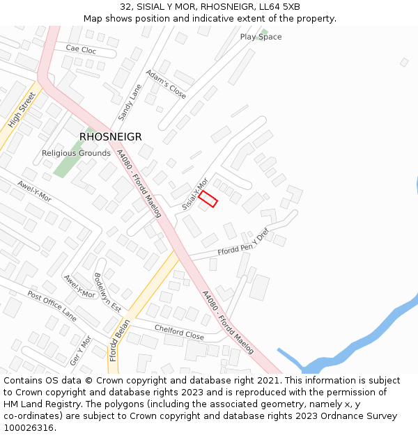 32, SISIAL Y MOR, RHOSNEIGR, LL64 5XB: Location map and indicative extent of plot