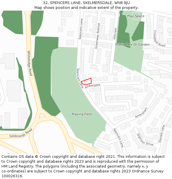32, SPENCERS LANE, SKELMERSDALE, WN8 9JU: Location map and indicative extent of plot
