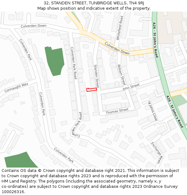 32, STANDEN STREET, TUNBRIDGE WELLS, TN4 9RJ: Location map and indicative extent of plot