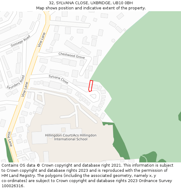 32, SYLVANA CLOSE, UXBRIDGE, UB10 0BH: Location map and indicative extent of plot