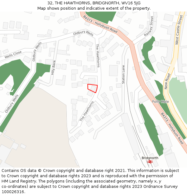 32, THE HAWTHORNS, BRIDGNORTH, WV16 5JG: Location map and indicative extent of plot