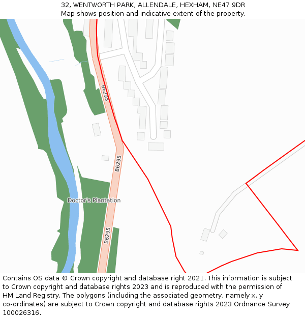 32, WENTWORTH PARK, ALLENDALE, HEXHAM, NE47 9DR: Location map and indicative extent of plot