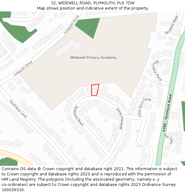 32, WIDEWELL ROAD, PLYMOUTH, PL6 7DW: Location map and indicative extent of plot