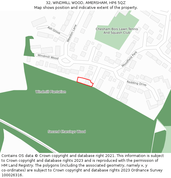 32, WINDMILL WOOD, AMERSHAM, HP6 5QZ: Location map and indicative extent of plot