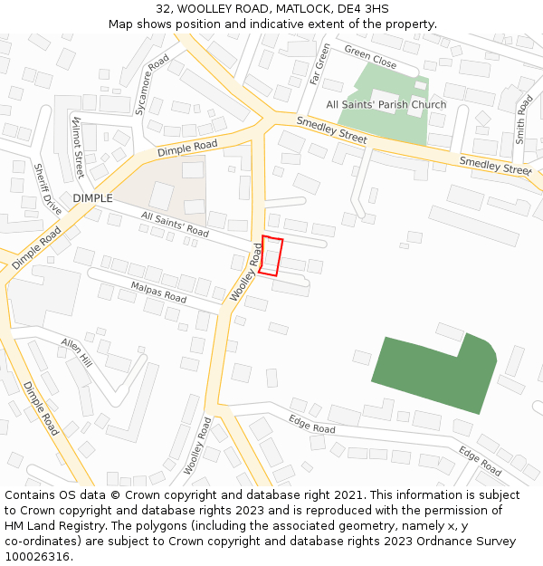 32, WOOLLEY ROAD, MATLOCK, DE4 3HS: Location map and indicative extent of plot