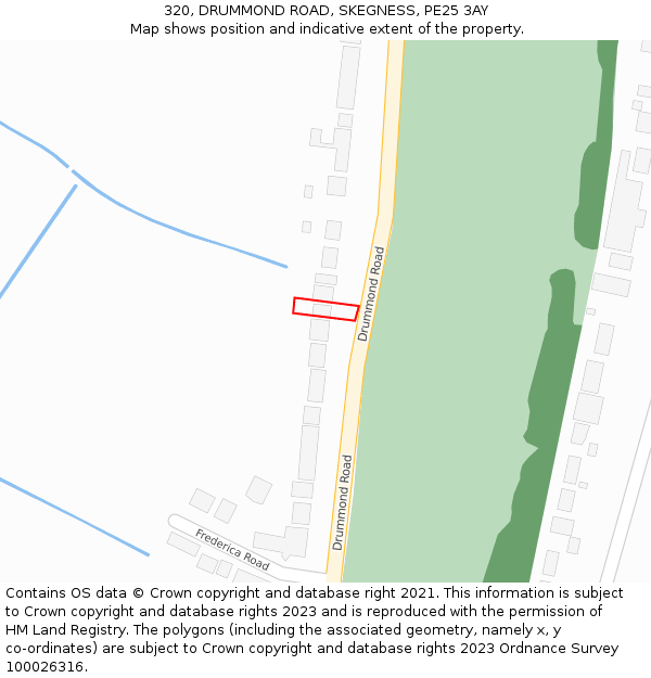 320, DRUMMOND ROAD, SKEGNESS, PE25 3AY: Location map and indicative extent of plot