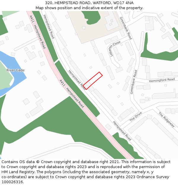 320, HEMPSTEAD ROAD, WATFORD, WD17 4NA: Location map and indicative extent of plot