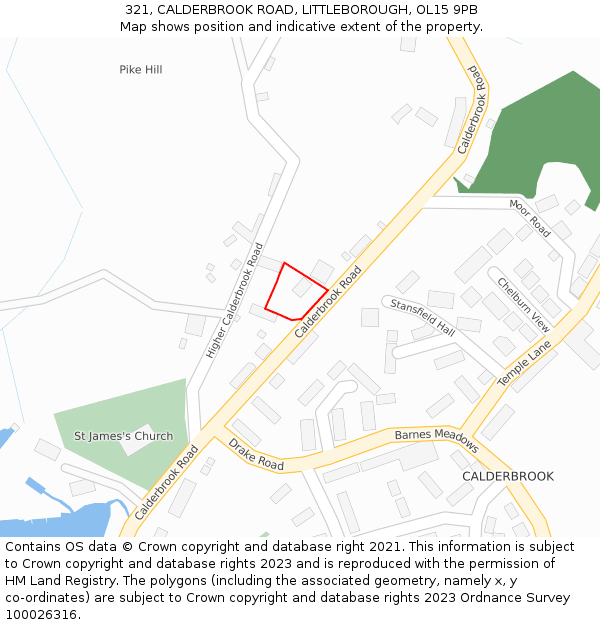 321, CALDERBROOK ROAD, LITTLEBOROUGH, OL15 9PB: Location map and indicative extent of plot