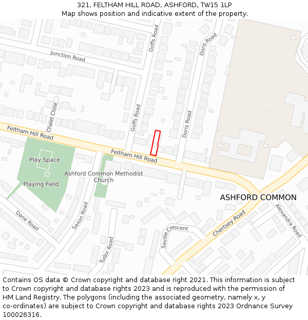 321, FELTHAM HILL ROAD, ASHFORD, TW15 1LP: Location map and indicative extent of plot